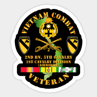 Vietnam Combat Cavalry Veteran w 2nd Bn 5th Cav DUI - 1st Cav Div Sticker